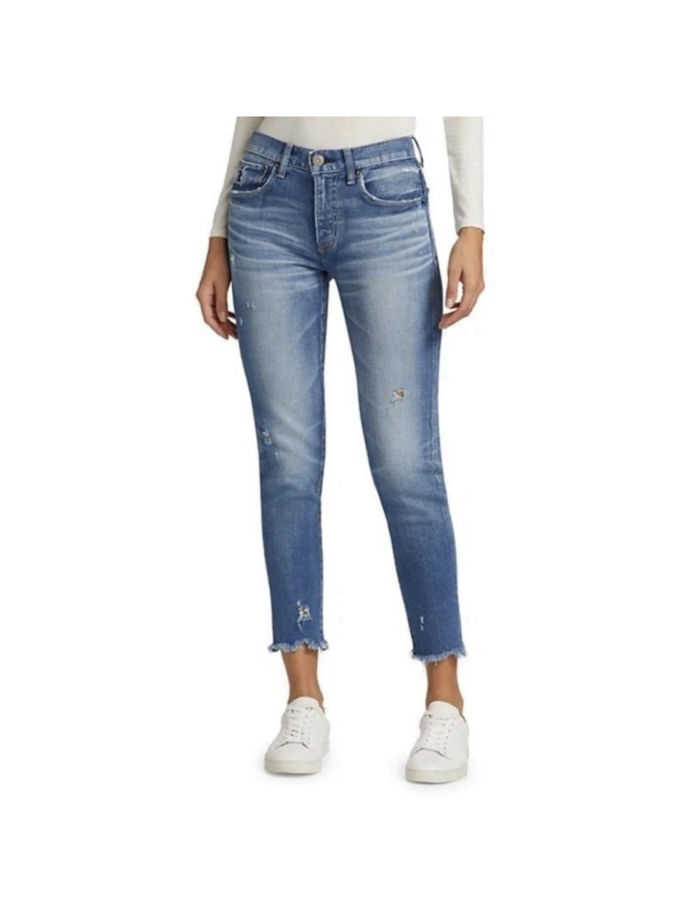 MOUSSY VINTAGE Diana Skinny Jeans Womens Size 28 Light Blue Wash Raw Hem